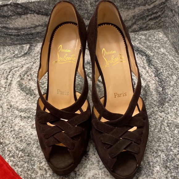 Christian Louboutin | Brown Suede Crossovers - Picture 6 of 8